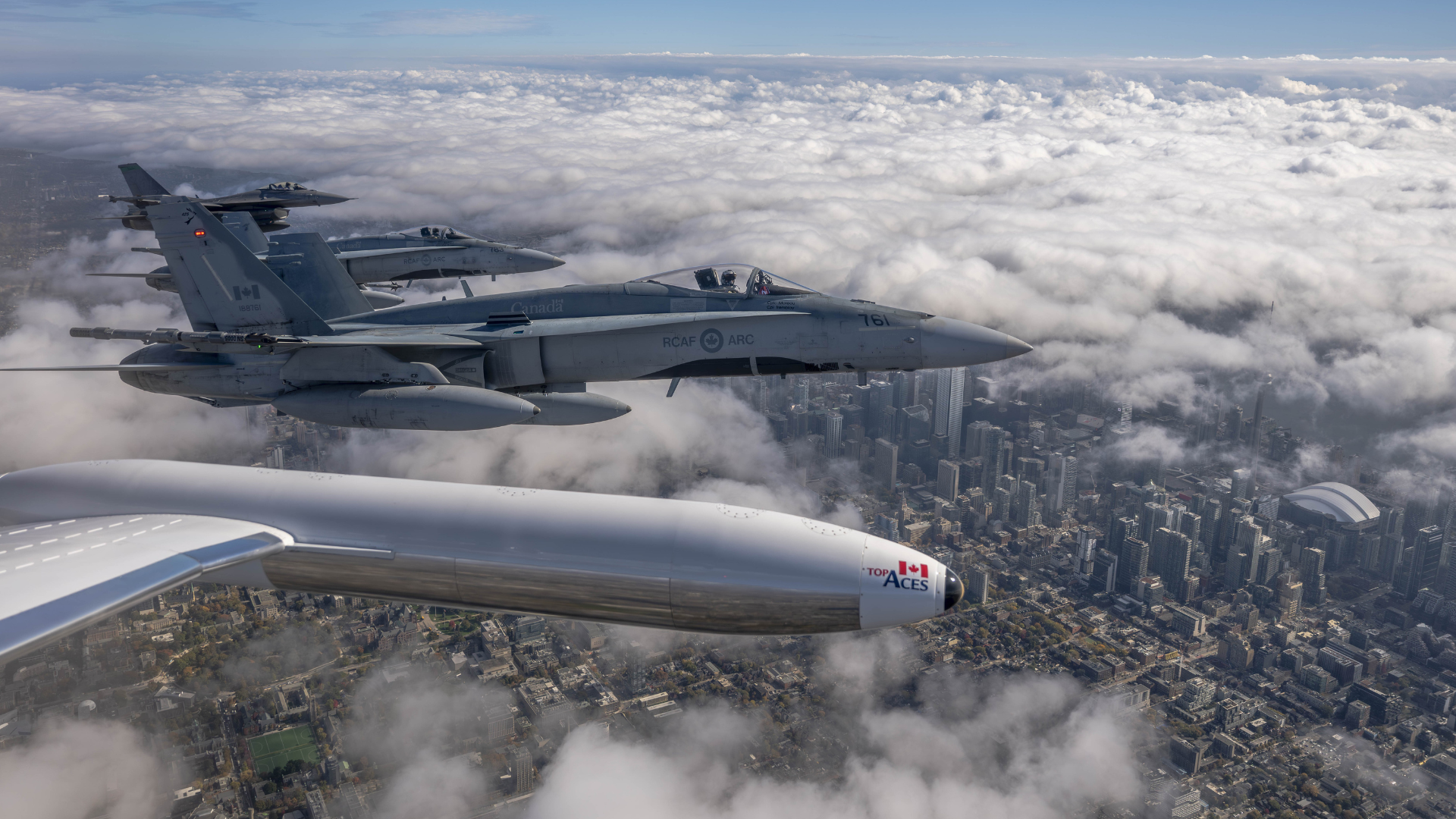 Jets flying above Toronto